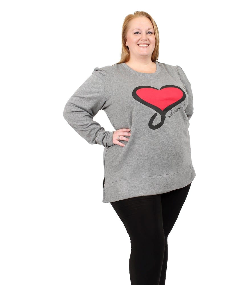 Front of a model wearing a size L Kennedy Tunic Sweatshirt in Grey by Undersummers. | dia_product_style_image_id:243504